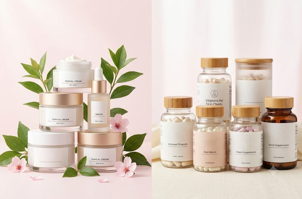 How oral vitamins and topical creams combine to improve skin clarity