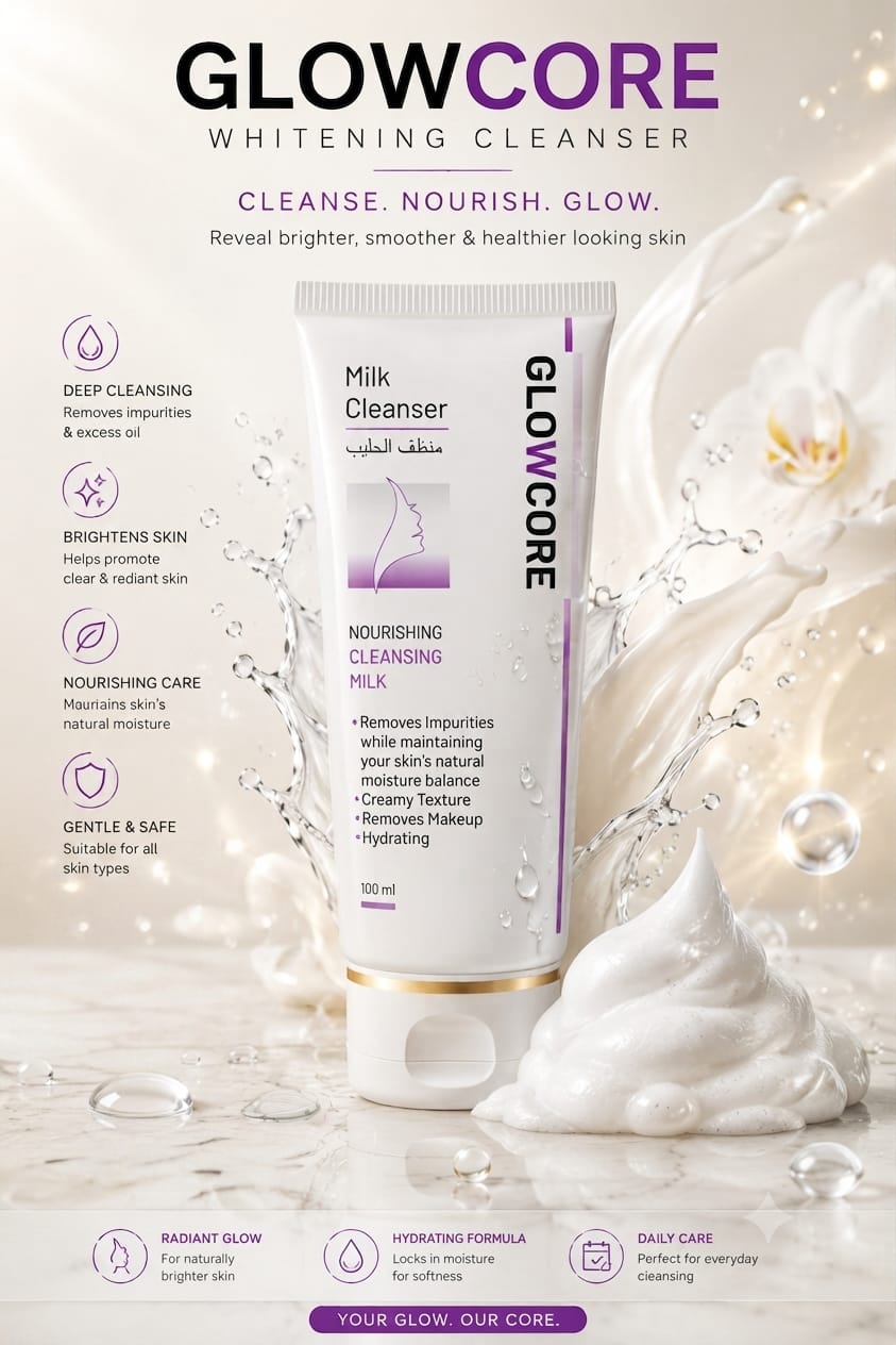 Glowcore Whitening Cleanser – Milk Extract Face Wash